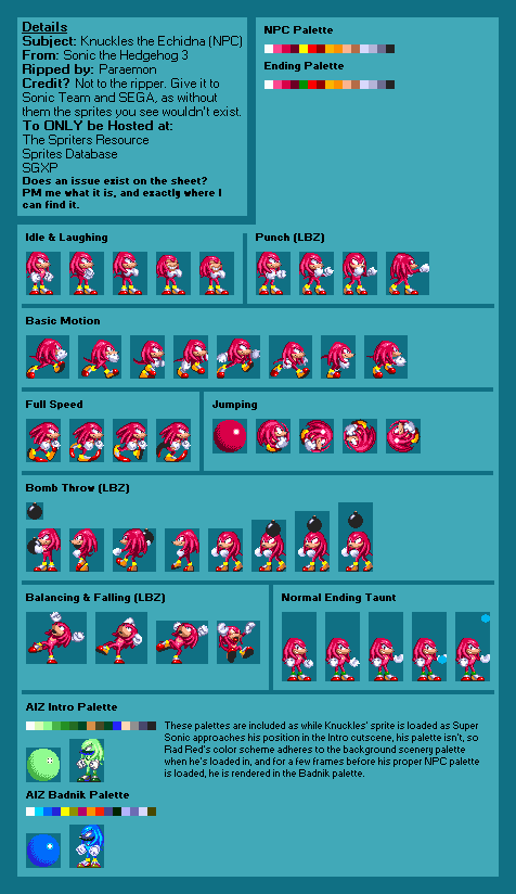 Sonic The Hedgehog 3 Sprite Sheets - Sega Genesis - Sonic Galaxy.net