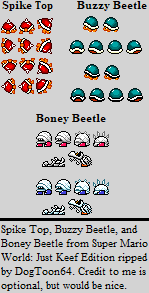 Spike Top, Buzzy Beetle, and Bony Beetle