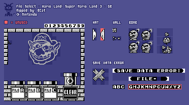 Wario Land: Super Mario Land 3 - File Select