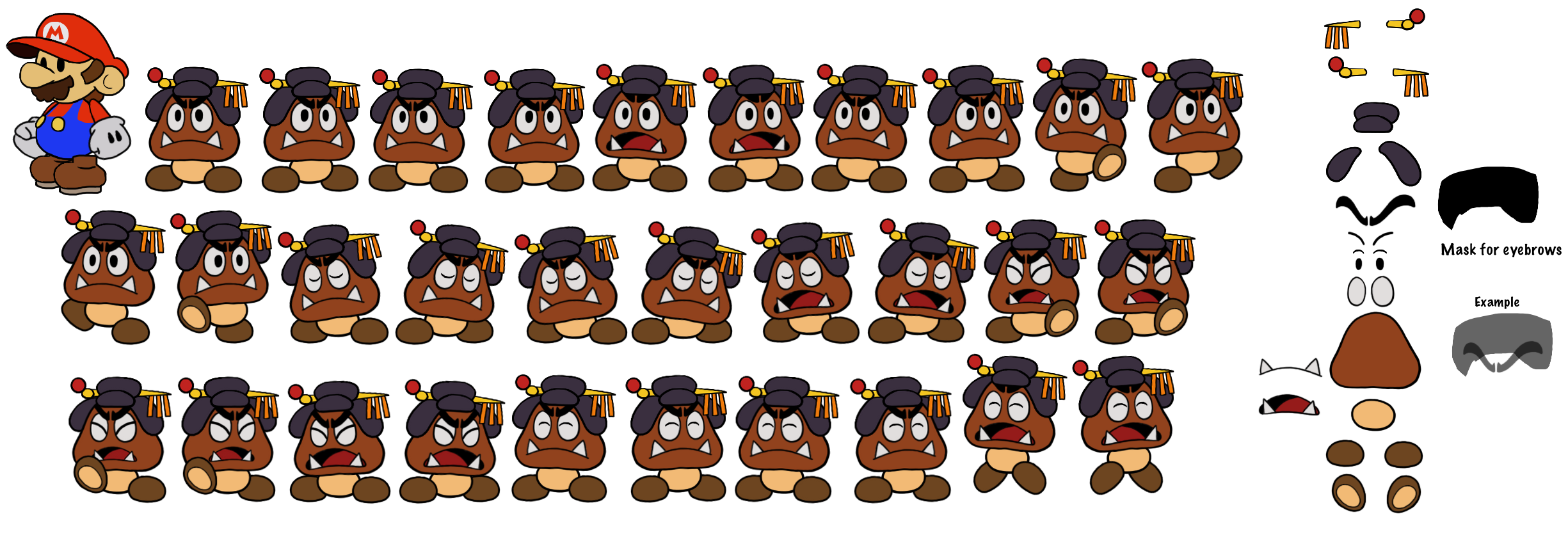 Paper Mario Customs - Geisha Goomba (Paper Mario-Style, Modern)