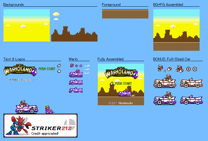Wario Customs - Wario Land 4 Title Screen (Wario Land 3-Style)
