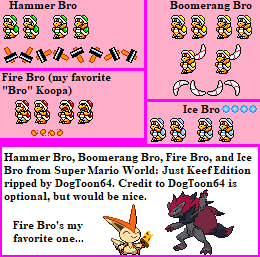 Super Mario World: Just Keef Edition (Hack) - Hammer Bro, Boomerang Bro, Fire Bro, and Ice Bro