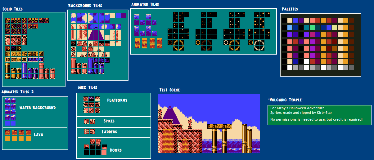 Kirby's Halloween Adventure (Hack) - Volcanic Temple Tileset