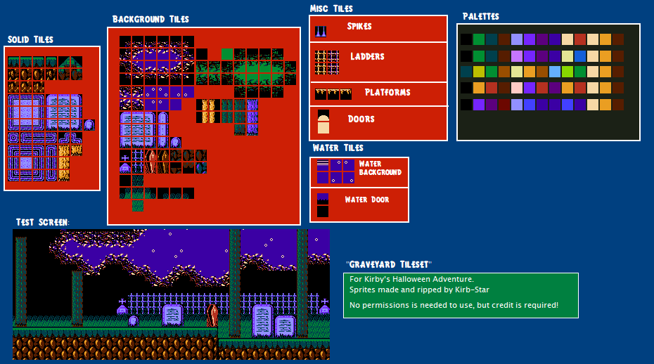 Kirby's Halloween Adventure (Hack) - Graveyard Tileset