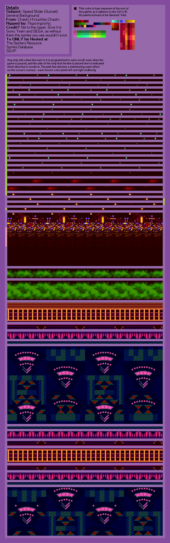 Knuckles' Chaotix (32X) - Speed Slider (Starting Area, Sunset)