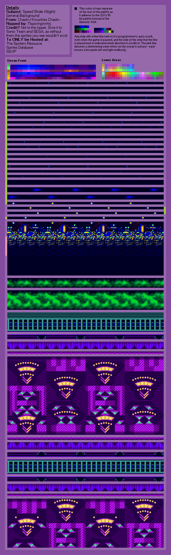 Knuckles' Chaotix (32X) - Speed Slider (Starting Area, Night)