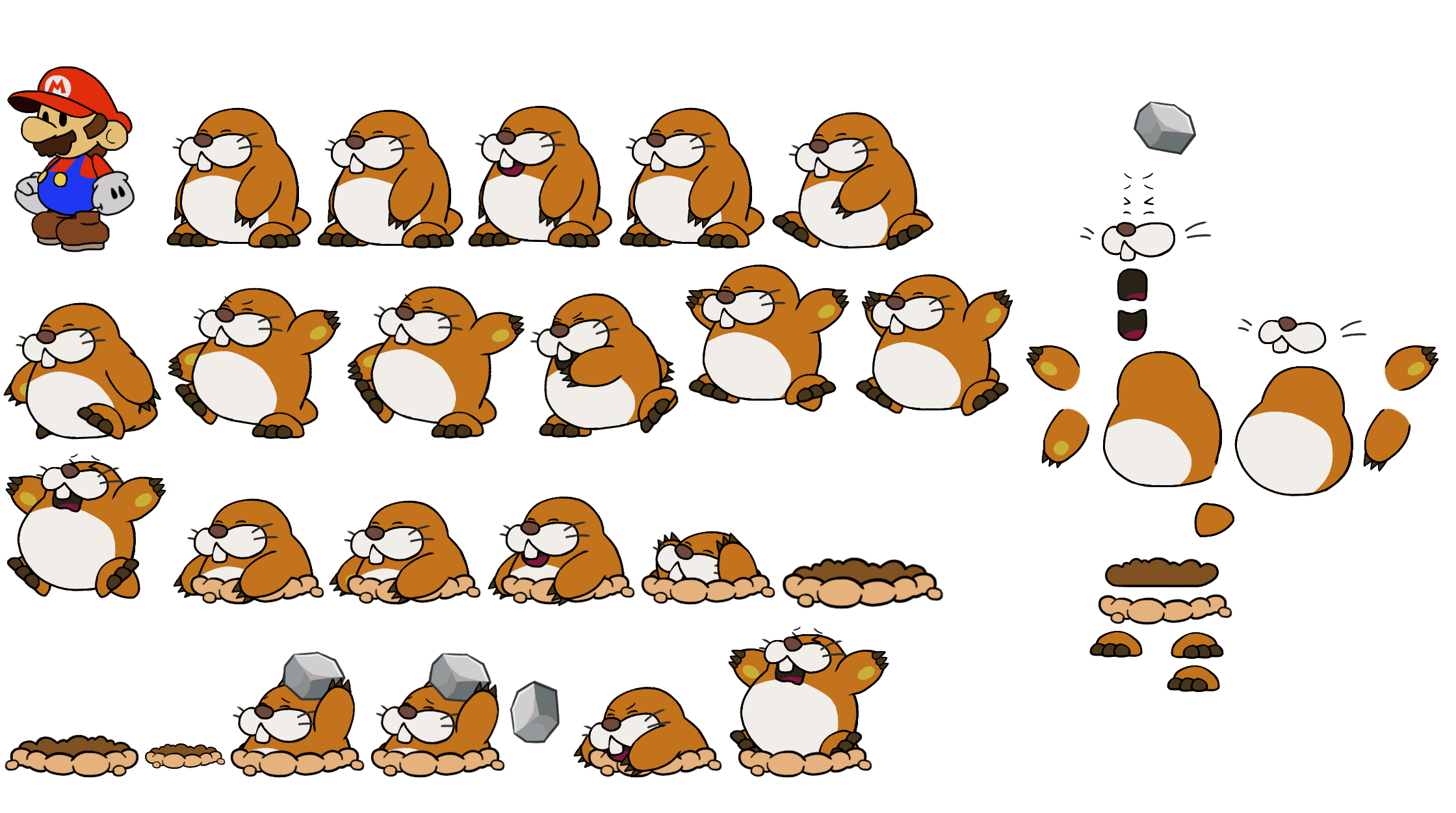 Monty Mole (Paper Mario-Style, Modern)