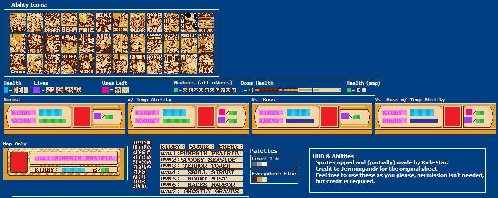 Kirby's Halloween Adventure (Hack) - HUD & Ability Icons