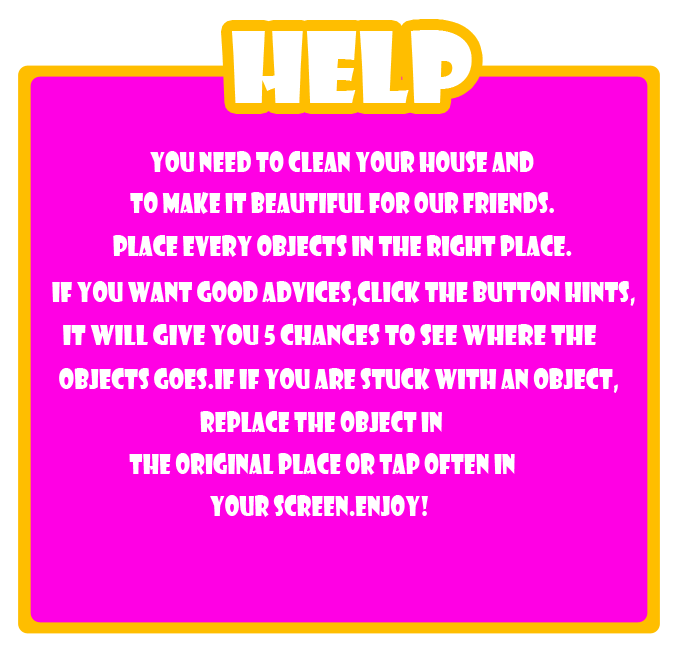 House Cleaning - Help Screen