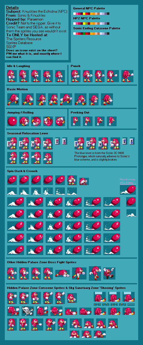 Sonic & Knuckles Sprite Sheets – Sega Genesis - Sonic Galaxy.net