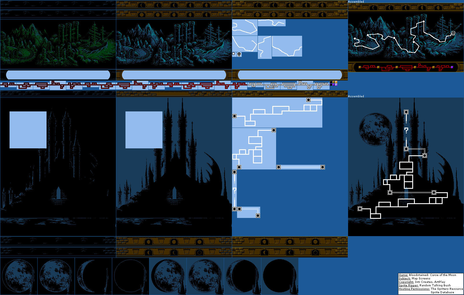 Bloodstained: Curse of the Moon - Map Screens