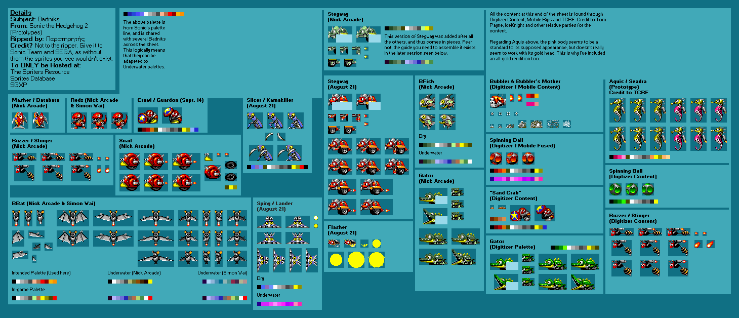 Sonic the Hedgehog 2 (Prototypes) - Badniks (Development)