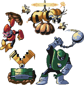 Mega Man Customs - Hard Man Enemies (Pixel Art)