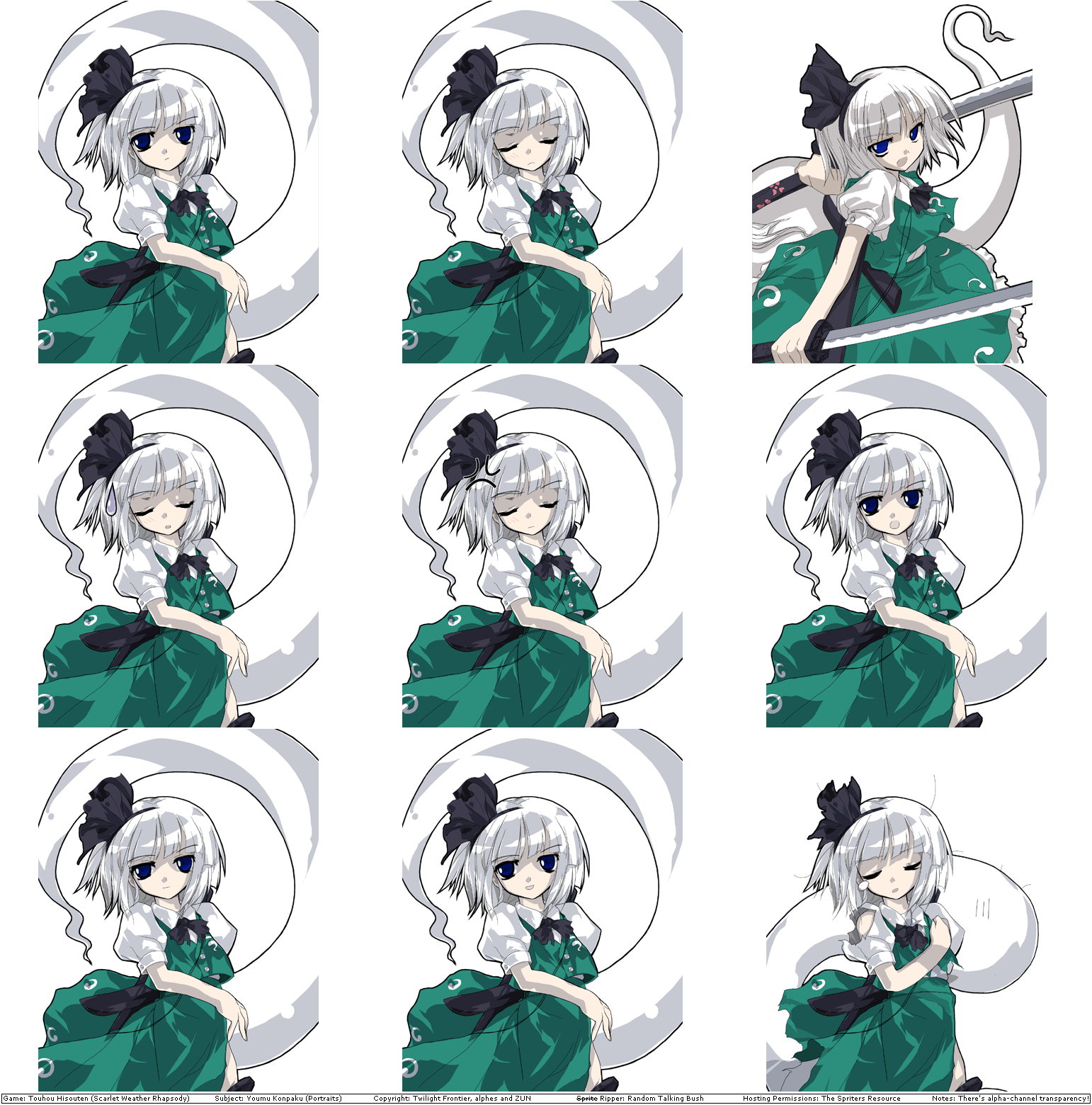 Touhou Hisouten (Scarlet Weather Rhapsody) - Youmu Konpaku's Portraits