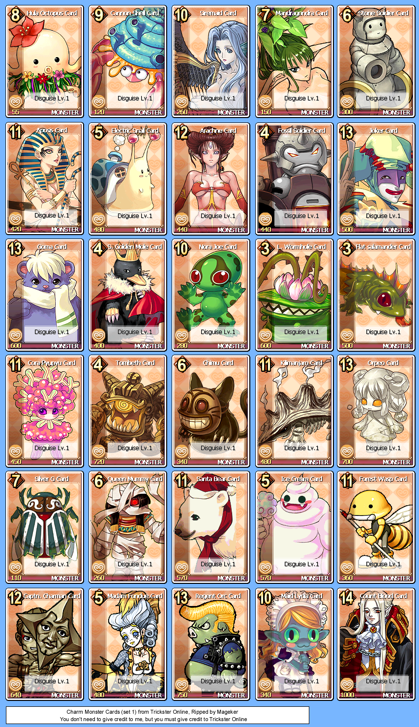 Charm Monster Cards 1