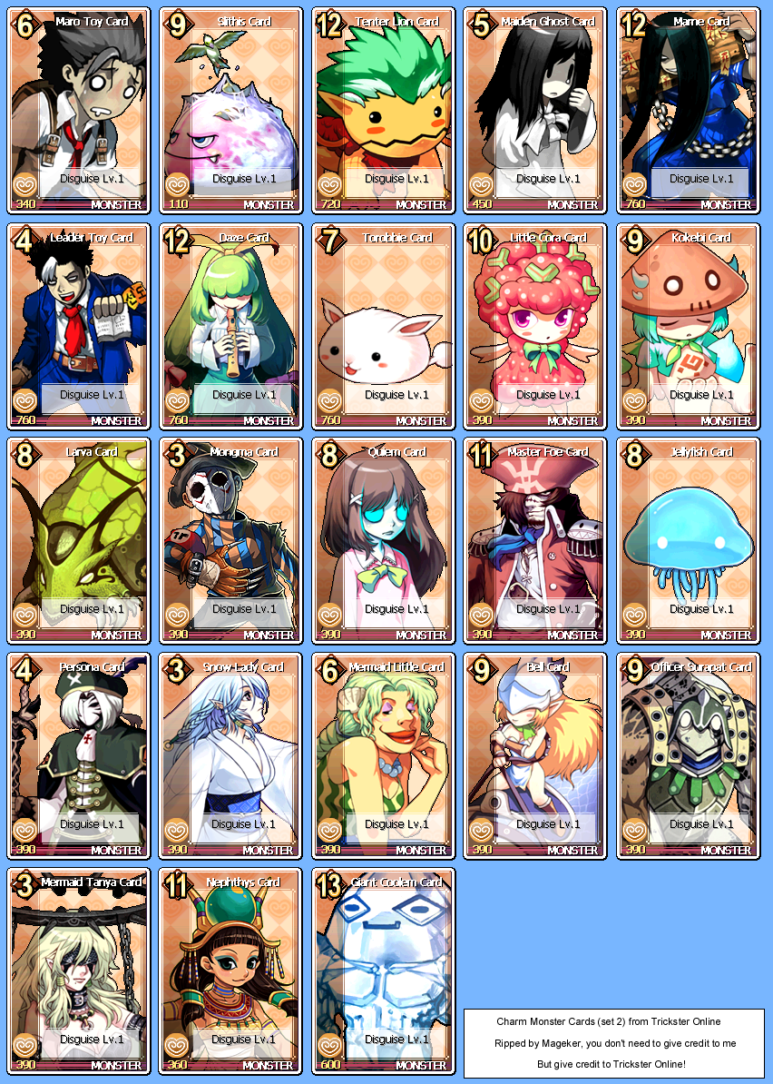 Trickster Online - Charm Monster Cards 2