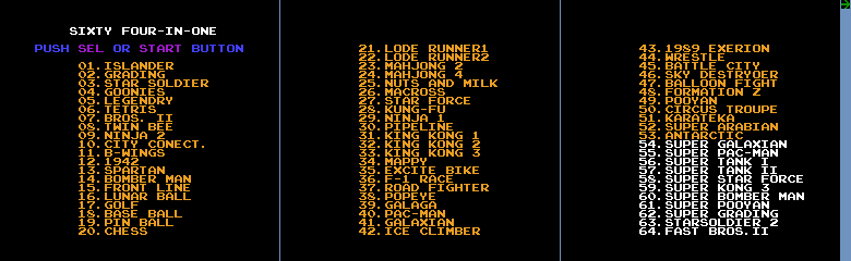 64-in-1 (Bootleg) - Menu