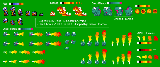 Super Mario World - Rex, Blargg, & Dino-Rhino