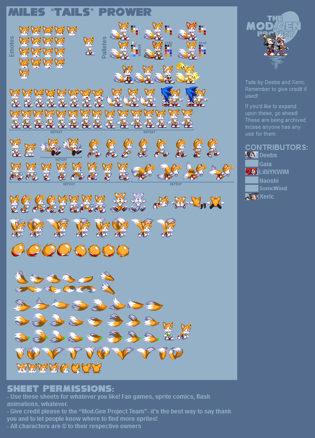 Sonic 2 Tails Sprite Sheet