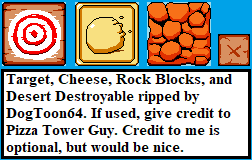 Pizza Tower - Cheese Ball Block, Rock Block, Target Block, and Desert Destroyable