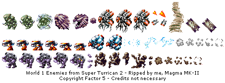 Super Turrican 2 - World 1 Enemies