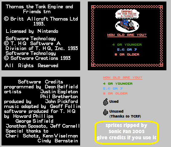 Thomas the Tank Engine and Friends (Prototype) - Title Screen and Credits