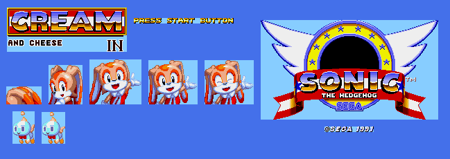 Cream and Cheese in Sonic 1 (Hack) - Title Screen