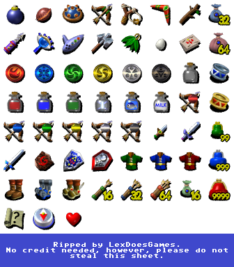 The Legend of Zelda: Ocarina of Time - Item Icons (Spaceworld '97 Prototype)