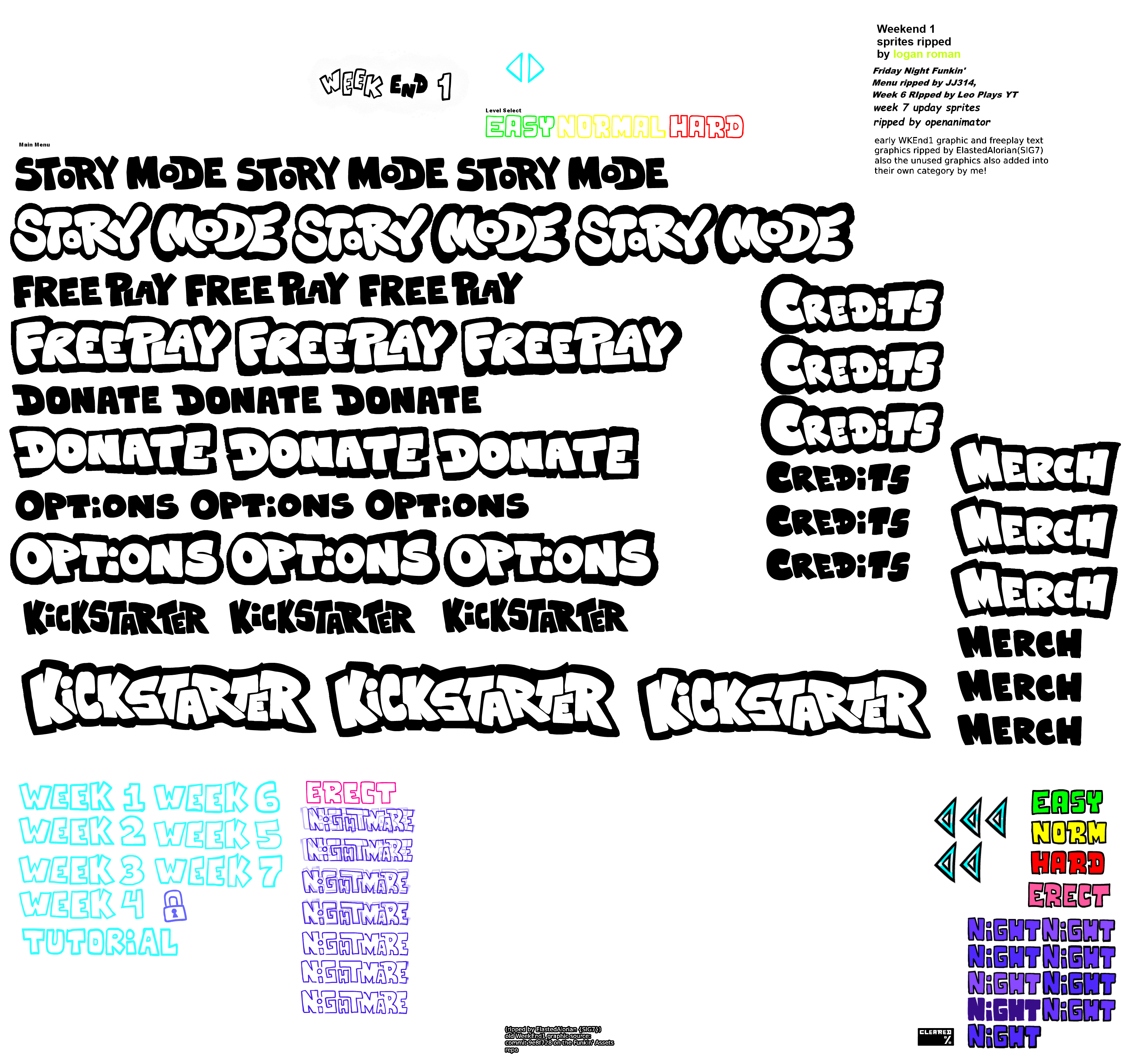 Friday Night Funkin' - Menu Elements and Text