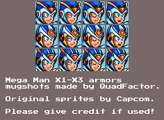 Mega Man X Customs - Mega Man X1-X3 Armors Mugshots (X1 Style)