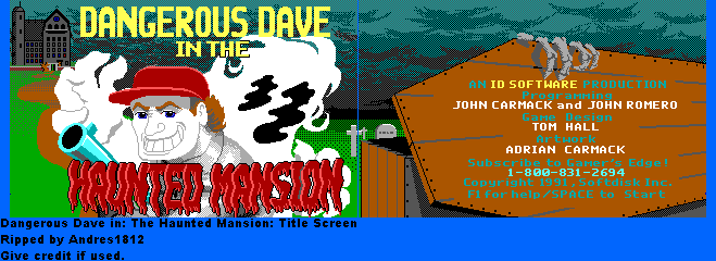 Dangerous Dave In: The Haunted Mansion - Title Screen