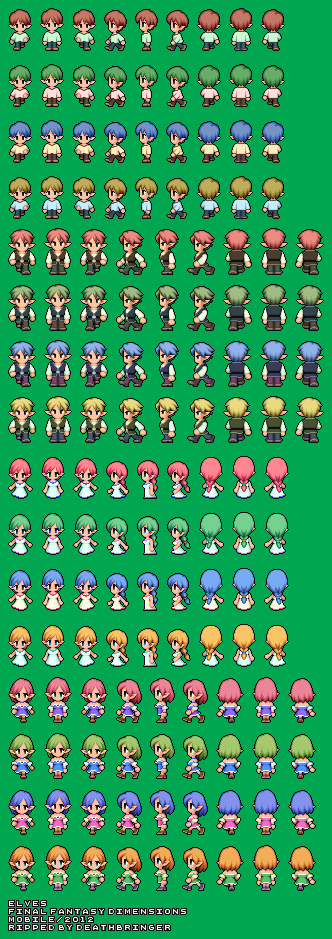 The Spriters Resource - Full Sheet View - Final Fantasy Dimensions - Elves