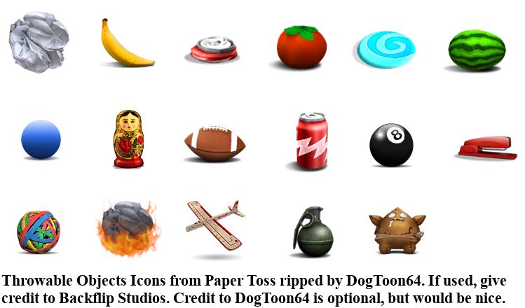 Throwable Objects Icons