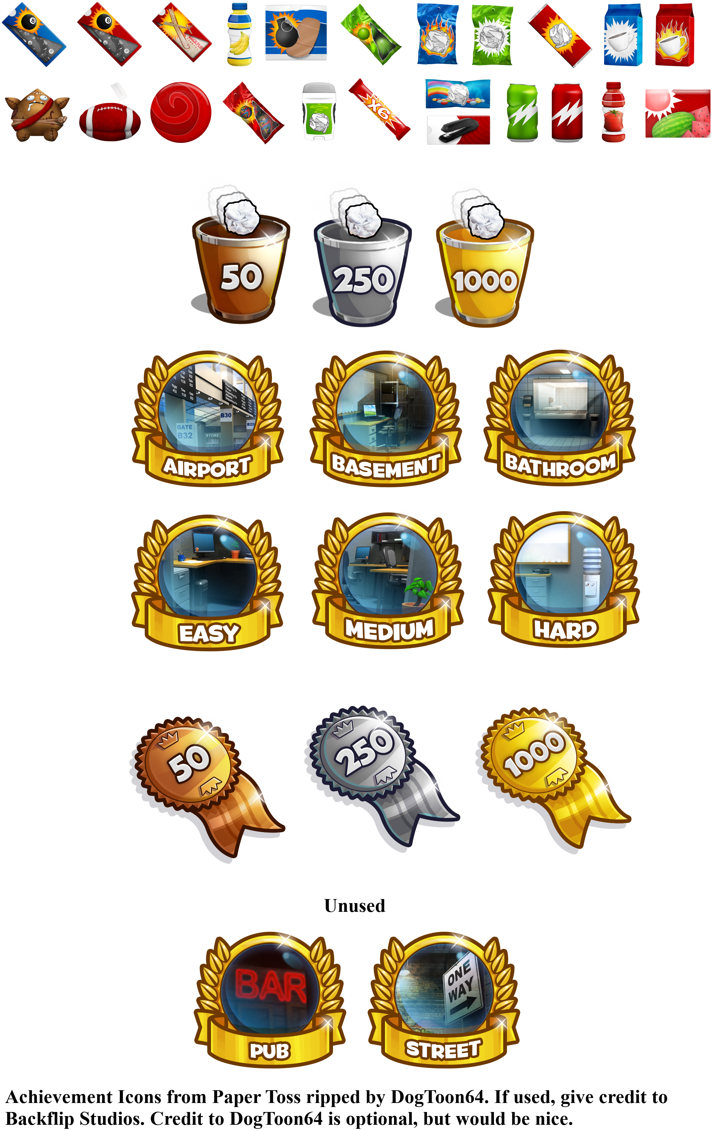 Paper Toss - Achievement Icons