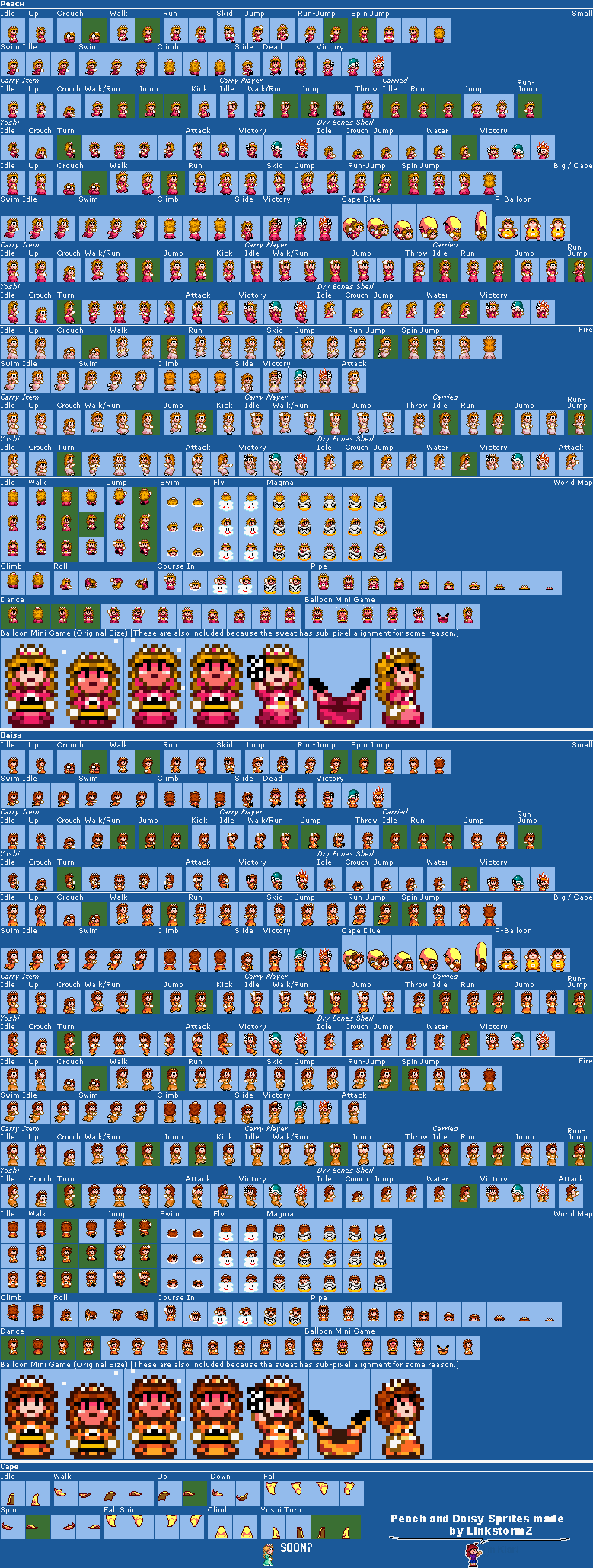 Mario Customs - Peach and Daisy (SMM2 SMW-Style)