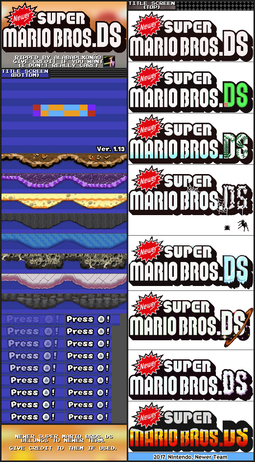 Ds Dsi Newer Super Mario Bros Ds Hack Title Screen The