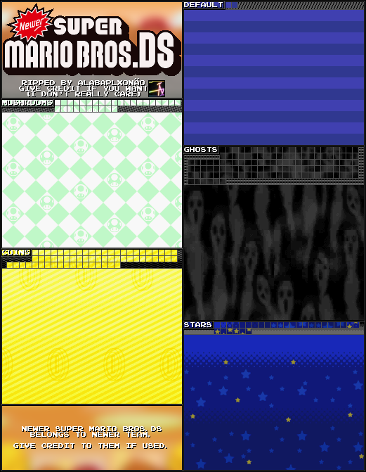 Newer Super Mario Bros. DS (Hack) - Bottom Screen Backgrounds