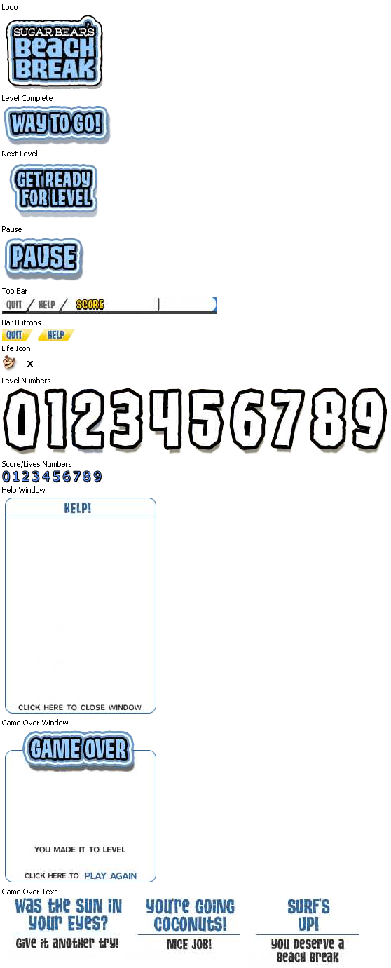 Sugar Bear's Beach Break - Game UI