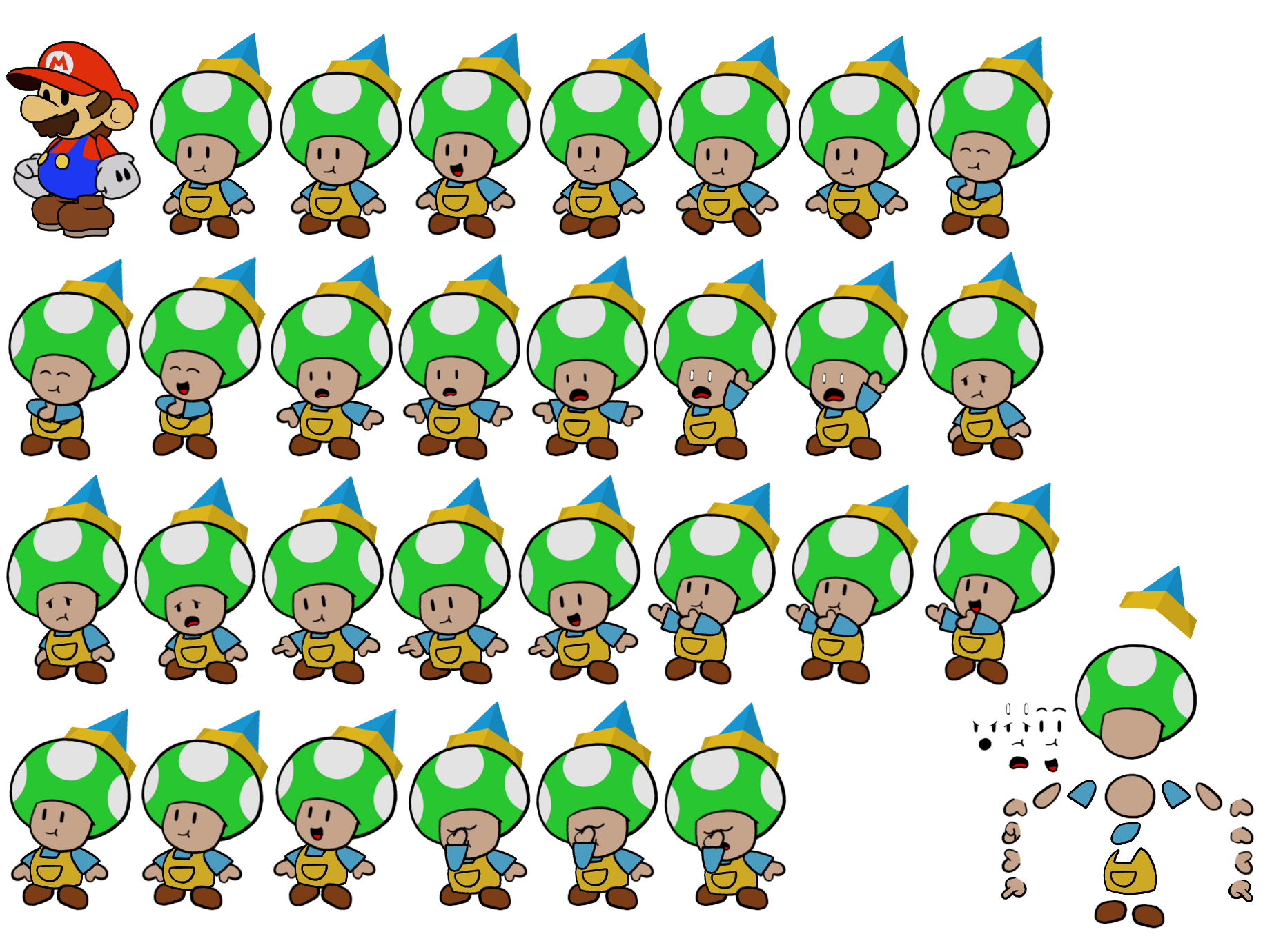 Custom / Edited - Paper Mario Customs - Origami Craftsman Toad (Paper