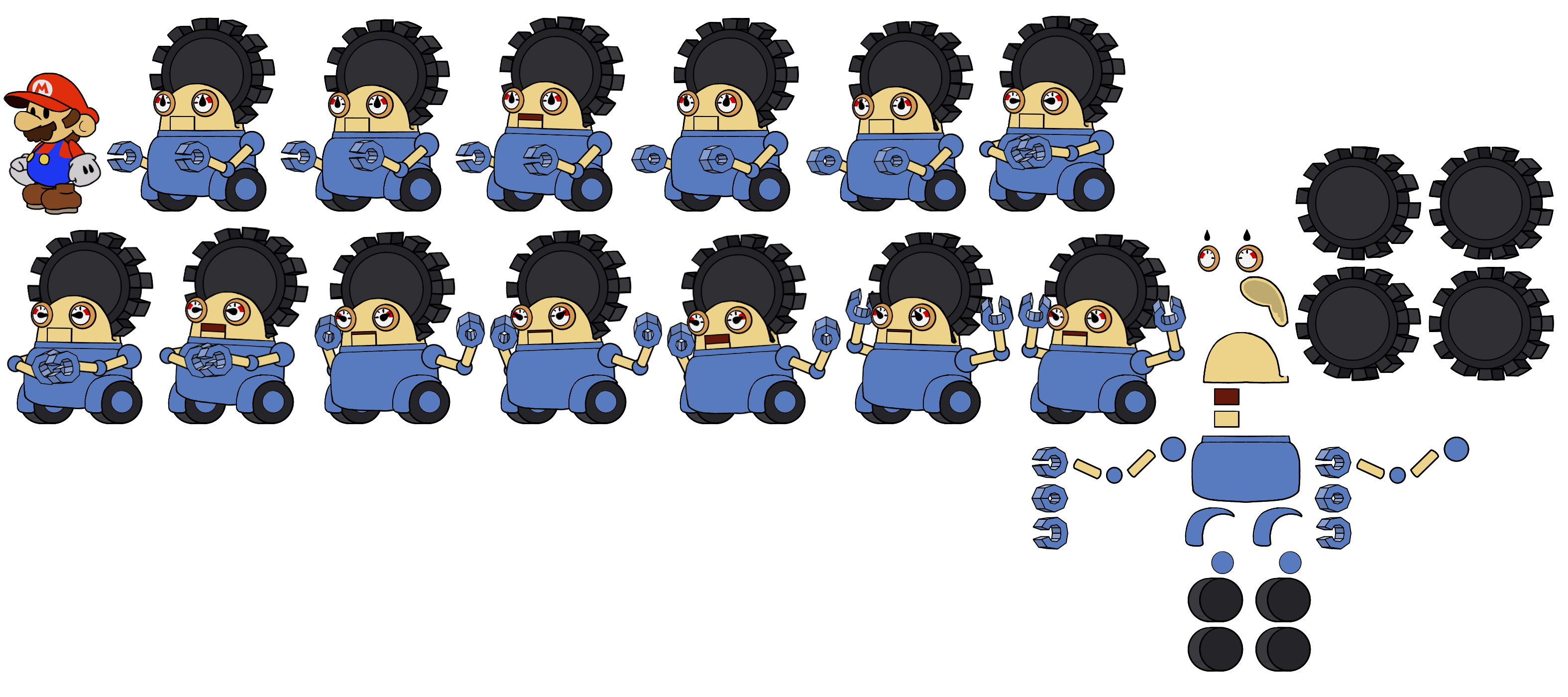 Gearmo (Blue) (Paper Mario-Style)