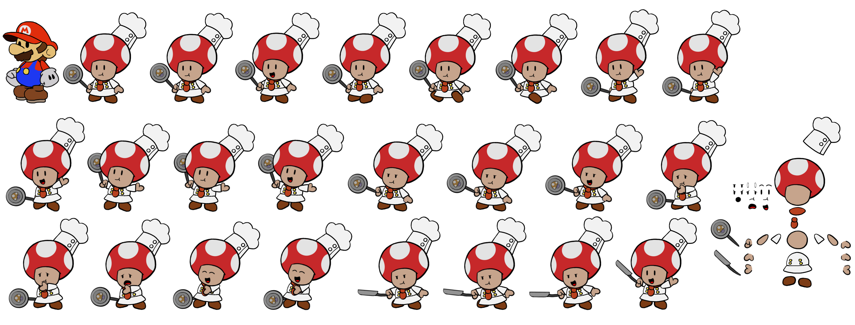 Custom / Edited - Mario Customs - Chef Toad (Paper Mario-Style) - The