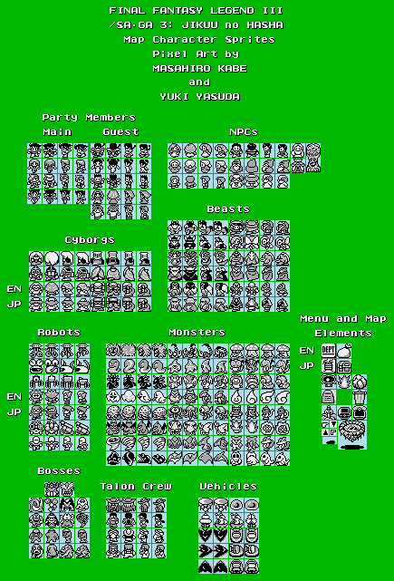 Final Fantasy Legend 3 / SaGa 3: Jikuu no Hasha - Overworld Characters