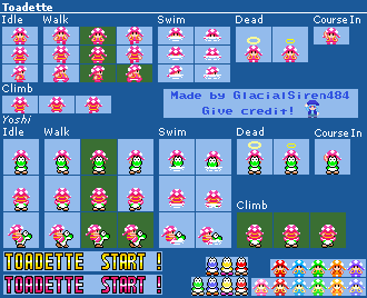 Toadette (Super Mario World Overworld-Style)