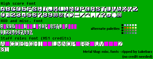 Metal Slug - Miscellaneous Fonts