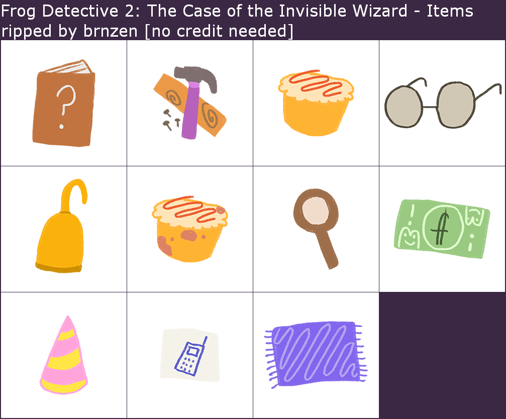 Frog Detective 2: The Case of the Invisible Wizard - Items
