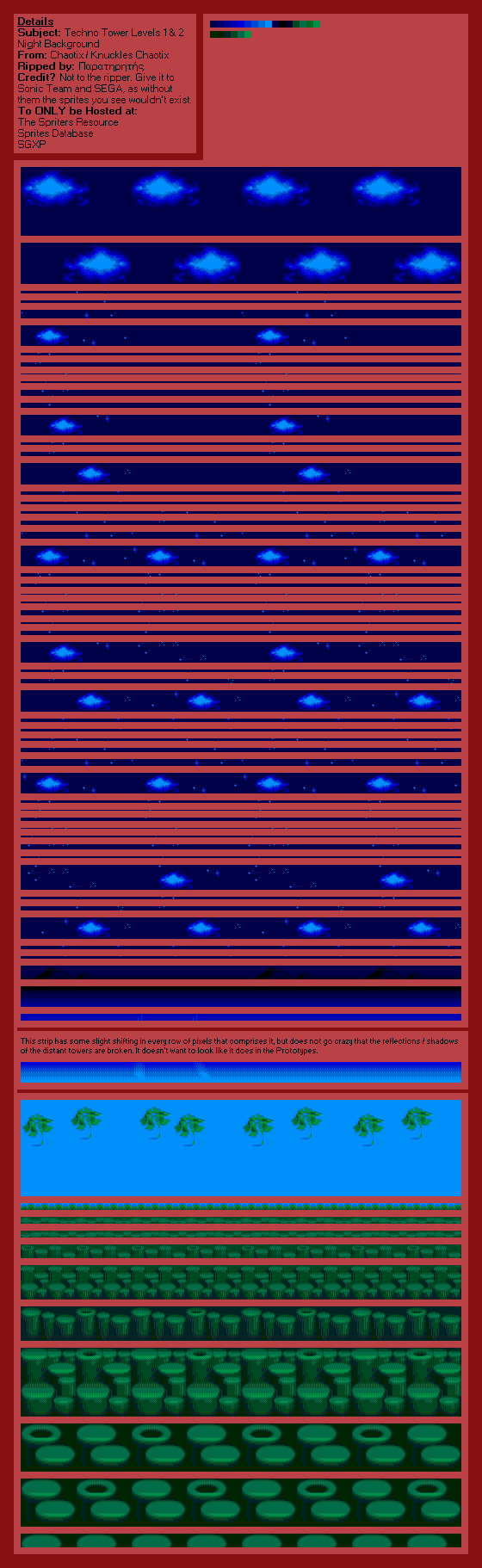 Knuckles' Chaotix (32X) - Techno Tower Levels 1 & 2 (Night)