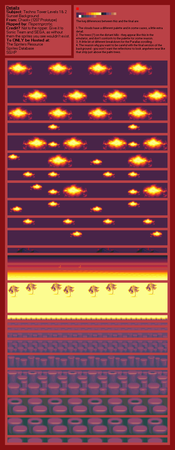 Knuckles' Chaotix (32X) - Techno Tower Levels 1 & 2 (Sunset) (1207 Prototype)