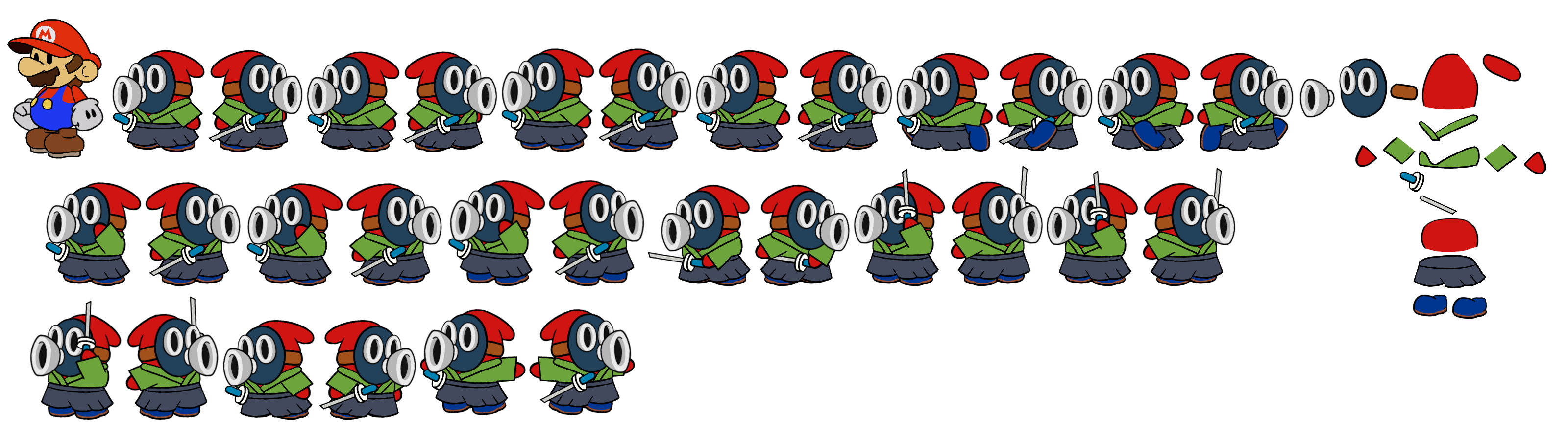 Paper Mario Customs - Samurai Snifit (Paper Mario-Style, Modern)