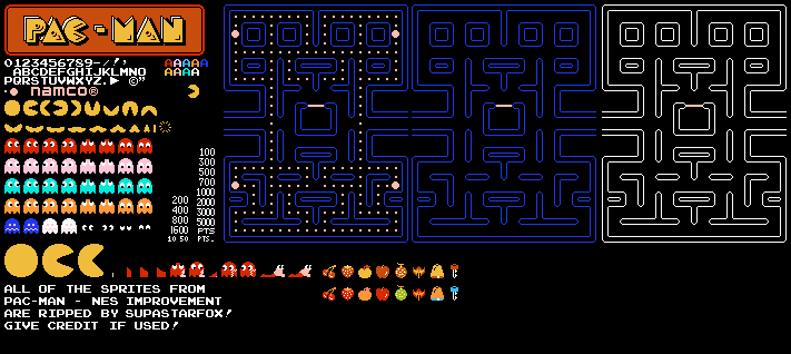 Pac-Man NES - GFX Restoration (Hack) - General Sprites (v2.0)