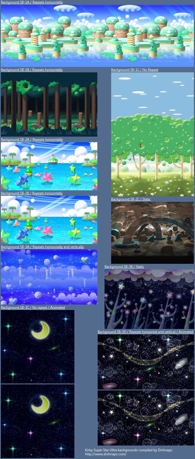 Kirby Super Star Ultra - Spring Breeze - Backgrounds